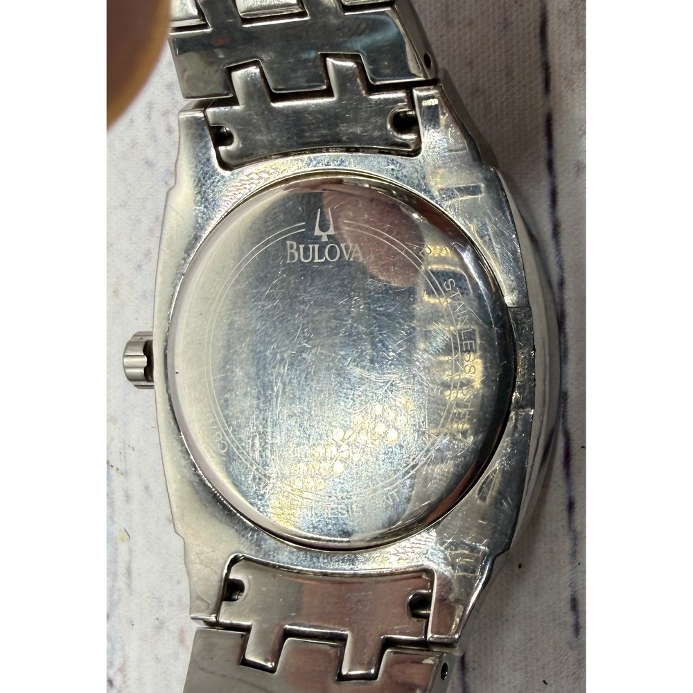 Bulova 96C002 Men's Phantom Crystal Pave Stainless Steel Watch NEEDS A NEW BATT - Picture 3 of 5